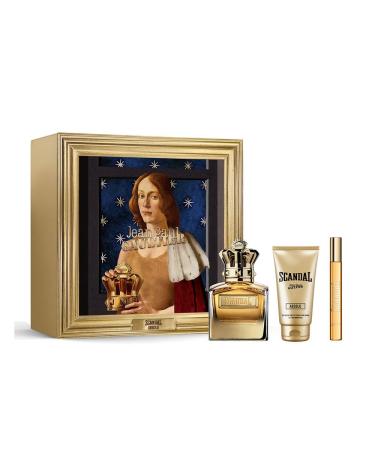 Jean Paul Gaultier Scandal Absolu Pour Homme Parfum Concentre Gift Set (Scandal Absolu Parfum Concentre For Him 3.4 fl. oz + Shower Gel 2.5 fl. oz + Travel Size EDP 0.34 fl. oz)