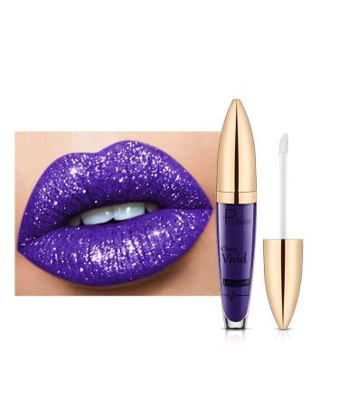 Easilydays Halloween Diamond Shiny Matte Lipstick Gothic Glitter Liquid Lip Gloss Sparkling High Pigment Waterproof Long Lasting Lipsticks Bold Shimmer Lip Glaze Lips for Masquerade Cosplay Halloween Makeup (#13)