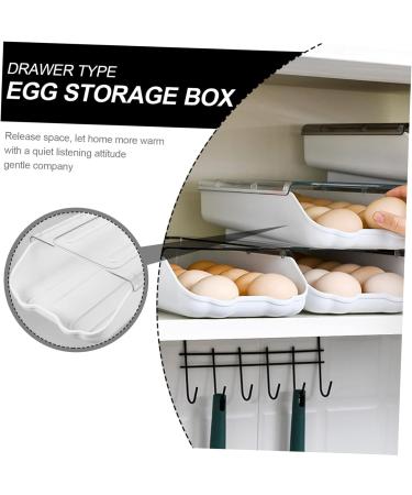 Mikikit 1pc Egg Box Portable Drawers Refrigerator Egg Bin Refrigerator Fresh Container Plastic Eggs Rolling Transparent 33.5X17.5X7.5CM - Buy Online on SooperMarket.com