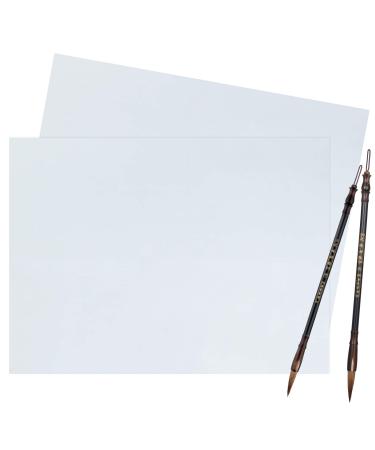 Zonon 2 Pieces Water Writing Cloth 13 x 18 Inch Reusable Chinese Calligraphy Water Cloth and 2 Sizes Chinese Calligraphy Brushes for Student Stationery Tool