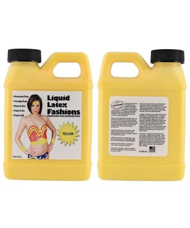 Yellow Liquid Latex Body Paint 8 Oz - Ammonia Free Odorless Easy Application for Cosplay & Professional Monster Makeup - Buy Online on SooperMarket.com