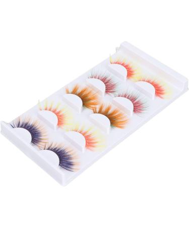 5 Pairs Colorful Eyelashes for Halloween Christmas Stage Show 6D Gradient Long Curled Soft Colored False Eye Lashes Party Fake Eyelashes Makeup Tools - Buy Online on SooperMarket.com