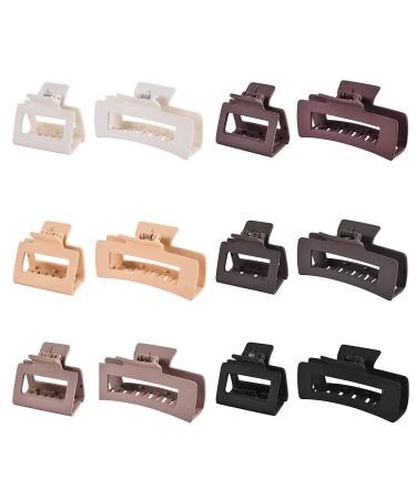 12 Pcs Rectangle Hair Clips Set for Women and Girls - Includes 6 Large Claw Clips for Thick Hair and 6 Small Claw Clips for Thin Hair - Buy Online on SooperMarket.com