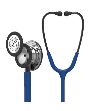 3M Littmann Classic III Monitoring Stethoscope Mirror - Finish Chestpiece Navy Blue Tube Smoke Stem and Headset 69 cm 5863 Mirror Chestpiece Smoke Headset/Stem Navy Tube Single