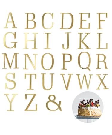 Letter Cake Toppers Acrylic Alphabet Cupcake Topper A-Z Cake Letters DIY Cake Decorations for Birthday Wedding Graduation Baby Shower 3D Gold