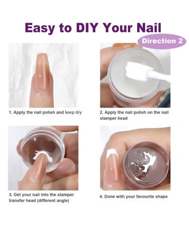 Famidiqgo Nail Stamper Set - French Tip Nail Art Kit with Clear Jelly Stamper Scraper & 3 Double-Ended Brushes for DIY Manicures - Buy Online on SooperMarket.com