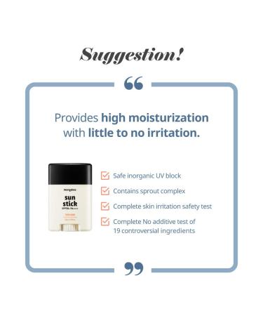 Mongdies Sun Stick SPF 50+ PA++++ - Non-Chemical Lightweight No White Cast EWG Green Ingredients Safe for All Ages Travel-Friendly - 22g - Buy Online on SooperMarket.com