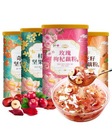 Osmanthus nut lotus root powder soup instant brewed and ready to eat red jujube nut soup rose flavored full belly snack fruit soup Nutritional breakfast gift (Mix and match lotus root powder 2 can)