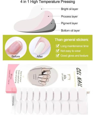 Kalolary 20PCS Nail Adhesive Wrap Gel Polish Strips - Solid White | Self-Adhesive Nail Wrap Stickers for UV/LED Lamp | Easy Cured Gel Nail Decals - Buy Online on SooperMarket.com