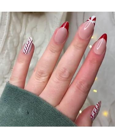 Vatocu Christmas False Nails - Short Red Press on Nails with Snowflakes, Elk, and Snowman Designs - 24pcs for Women and Girls - Buy Online on SooperMarket.com
