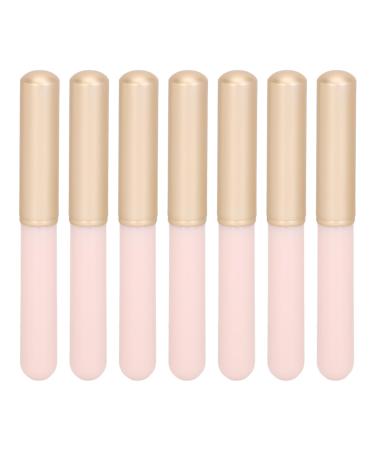 7pcs Round Head Portable Pink Handle Lip Smudge Brush Lip Blending Brush with Lid Professional Lip Smudge Brush for Lipstick Round End Lip Brush for Women Girl Gift(Pink 7 Pieces Of Set)