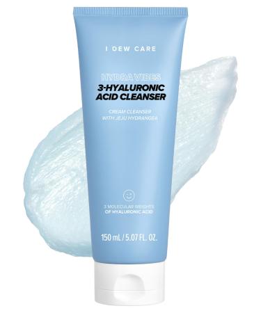 I DEW CARE Hydra Vibes 3-Hyaluronic Acid Cleanser | Hyaluronic Acid Foam Cleanser Moisturizing Korean Skin Care Glass Skin Vegan Cruelty-Free 150ml 5.07 fl. oz.