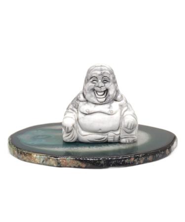 TRUSTTWO 1.5" Buddha Statue Natural Healing Crystal Reiki Chakra Spiritual Hand Carved Stone Maitreya Figurine Crafts Home Lucky Decor The White Turquoise
