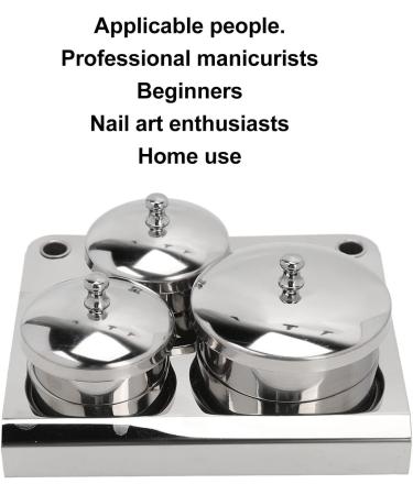 Dustproof Smooth Surface Nail Art Equipment Cup with Lids Stainless Steel Nail Powder Holder Thickening Sturdy Compact Manicure Tools for Nail Design - Buy Online on SooperMarket.com