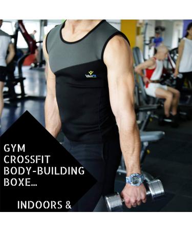 Veofit Men's Sweat Shirt - Neoprene Sauna Vest for Quick Weight Loss | Sizes S-XXXL | Includes Fitness Instructions & Carrying Bag - Buy Online on SooperMarket.com