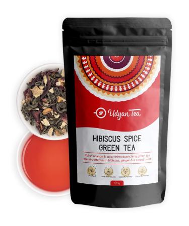 Udyan Tea Hibiscus Spice Green Tea - 100 g (40 Cups) | Supports Heart Health Regulates Blood Pressure Boosts Energy | Stress Relief and Relaxation Blend