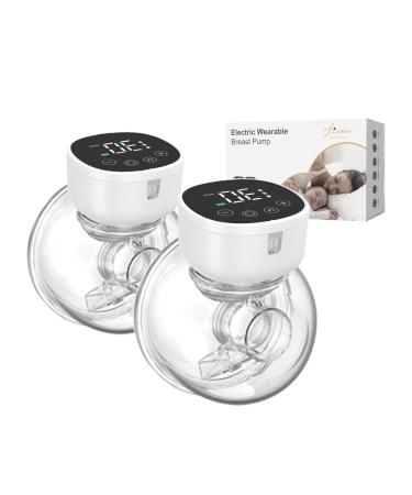 Milk pump Electrically double milk pump electrically portable free hands 9 levels 3 modes with LED display Ultra Silent Ultra Light Flange 19mm & 21 mm (white 2PCs)