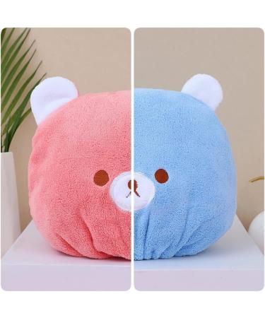 2PCS Cute Bear Hair Towel Wraps - Drying Caps for Women Girls & Kids | Hair Turban Bath Wraps - Buy Online on SooperMarket.com