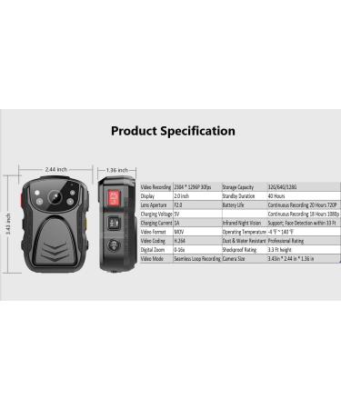 PatrolMaster 1296P UHD Body Camera with Audio 128GB | 2 Display | Night Vision | Waterproof & Shockproof | Compact Design - Police Camera - Buy Online on SooperMarket.com