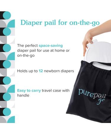 PurePail Go Portable Diaper Pail White Superior Odor Control with No Added Fragrance Collapses for On-the-Go Compact & Space-Saving Go Pail - Buy Online on SooperMarket.com