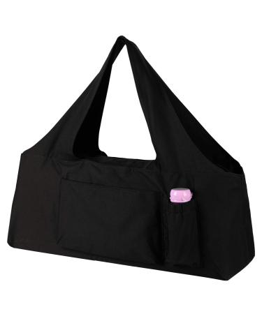 KUAK Yoga Mat Bag Large Yoga Bags and Carriers with Yoga Mat Strap, Full Zipper Closure, 5 Multi-Functional Pockets, Durable Yoga Mat Tote Sling Carrier for Women Fits Most Size Mats Black