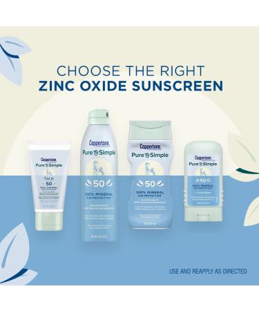 Coppertone Pure & Simple SPF 50 Face Sunscreen Lotion - Mineral Zinc Oxide Formula - Water Resistant - Hypoallergenic - 2oz Travel Size - Buy Online on SooperMarket.com