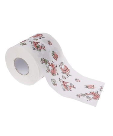 2 Layers Christmas Cute Roll Paper- Cute Santa Claus Pattern Toilet Tissue For Living Room Christmas Decor Durable and Useful Useful Processed