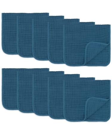 Comfy Cubs Muslin Spitting towels 6 set large 100% cotton hand washcloth 6 layers extra absorbent and soft (Neptune 10-pack) Neptune Pack of 10