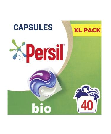 Persil 3 in 1 Bio Washing Capsules laundry capsules for a powerful clean 1st time with recyclable plastic-free box* 40 Washes Fresh 40 Count (Pack of 1)
