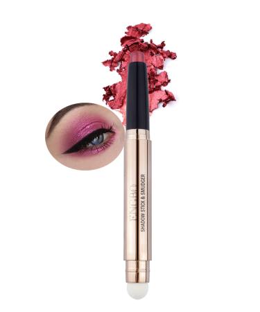 iGuzvaw Cream Eyeshadow Stick 2 IN 1 Eye Shadow Pencil Crayon Makeup with Smudger Multi-Dimensional Eyes Look Waterproof Long Lasting Hypoallergenic Eye Shadow Sticks (06 Rose Red Shimmer)