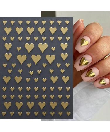 10 Sheets Metallic Nail Art Stickers - Self-Adhesive Decals with Glitter Stars, Moon, Love Heart - Gold & Silver Designs for Women DIY Nail Art - Buy Online on SooperMarket.com