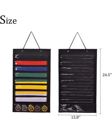 LYFFXYH Martial Arts Belts Organizer - Hanging Medal Display Rack for 8 Belts | Karate Belt Holder in Dust-Proof Black - Buy Online on SooperMarket.com