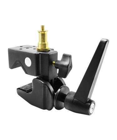 LimoStudio 1 Pack Super Clamp with Standard Metal Stud 1/4" & 3/8" Screw for Photo Video Studio, Multi Purpose Use, AGG1108 Black (1 Pack)