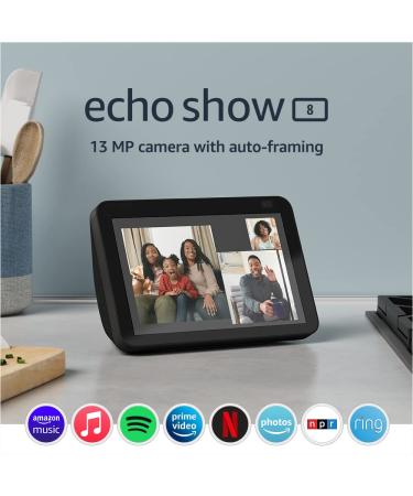 Echo Show 8 (2nd Gen, 2021 release) | HD smart display with Alexa and 13 MP camera | Charcoal Charcoal Device Only