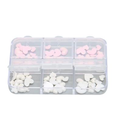 Nail Art Decoration Pink and White Heart Shape Nail Art Accessories Cute 3D Safe for DIY