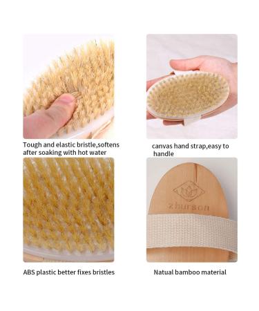 Zhurson Oval Dry Brushing Body Bath Brush - Natural Bristles for Exfoliation and Circulation Boost - Buy Online on SooperMarket.com