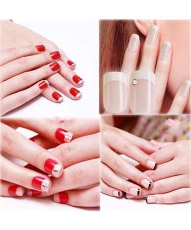 1Sheet French Nail Stickers Manicure Nail Art Stencils Nail Art Sticker 3-in-1 Guide Stickers Self-adhesive Sticker Tips For Manicure DIY Nail Art Tools - Buy Online on SooperMarket.com