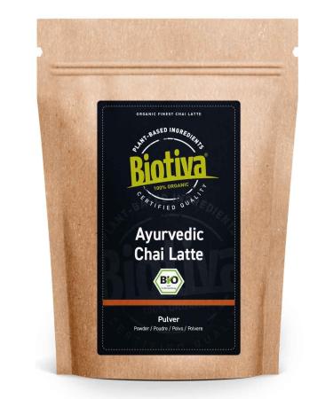 Chai latte powder 100g organic - spice mixture with cinnamon cardamom cocoa cloves nutmeg and black pepper - bottled and controlled in Germany - Ayurveda - without sugar addition - vegan - biotiva