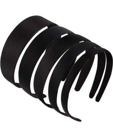 ANBALA Black Headbands for Women - 5 Pack of Plain DIY Satin Headbands in Various Sizes - Non-Slip and High Elasticity Headbands for Women and Girls - Buy Online on SooperMarket.com