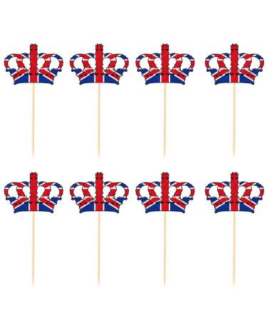 King Charles Coronation Decorations 80Pcs Crown Shaped Coronation Cake Decorations Cupcake Toppers Cake Toppers Union Jack Cake Decorations for King Charles the Third Street Party 13 x 5cm