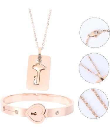 PACKOVE Key Bracelet Bracelet Titanium Steel Bracelet Chic Bracelet Key Necklace Lock Bracelet Couples Bracelets Stainless Steel Necklace Jewelry Necklace Bracelet Jewelry Heart-shaped Set - Buy Online on SooperMarket.com