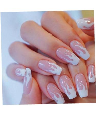 2set Detachable Long Coffin False Nails with Designs Press on Nails Wearable Fake Nail Decor Full Cover Art Tips - Buy Online on SooperMarket.com