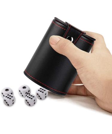 Cooyeah Red Pu Leather Dice Cup Set with 5 Standard Dices for Yahtzee, Farkle, Backgammon - Bar Party Craps Game - 1 Pack - Buy Online on SooperMarket.com