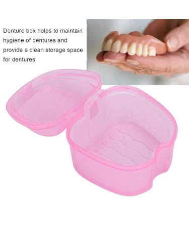 Denture Container with Sieve - Pink Retainer Cleaner & Soaking Cup for Braces | Durable Denture Bath for Cleaning & Storage - Buy Online on SooperMarket.com
