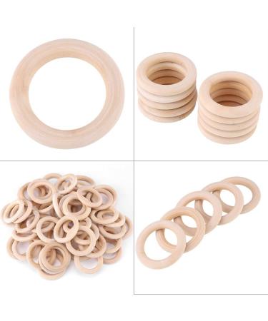 50 Unfinished Natural Wood Rings - 50mm DIY Craft Accessories for Jewelry Bracelets & Garlands - Buy Online on SooperMarket.com