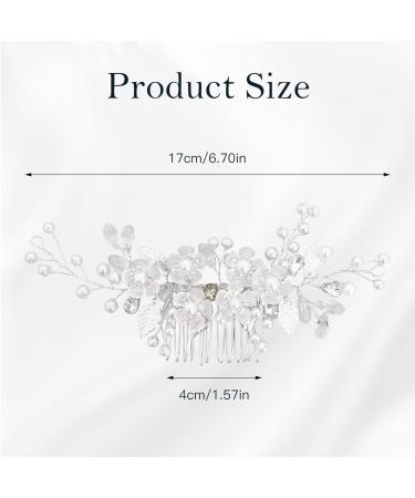 Makone Silver Rhinestone Wedding Hair Clip - Bridal Hair Accessories for Women - Flower Headpiece Barrette for Bride Bridesmaid Girls - Buy Online on SooperMarket.com