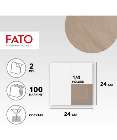 FATO Disposable Paper Napkins - 100 Pack 2-Layer 24x24 cm - Ideal for Cocktails & Aperitifs - FSC Certified Gate Pigeon Color - Buy Online on SooperMarket.com