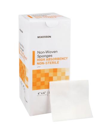 McKesson Non-Woven Sponges  Non-Sterile  4-Ply  High Absorbency  Polyester/Rayon  4 in x 4 in  200 Per Pack  1 Pack 4 X 4 Inch ( 200 Count )