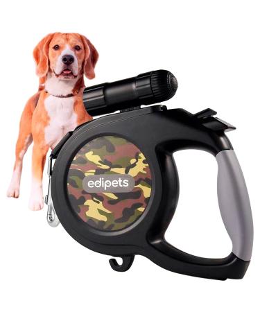 Edipets dog leash extendable and retractable with LED flashlight flexible dog leash for training and walks military articles