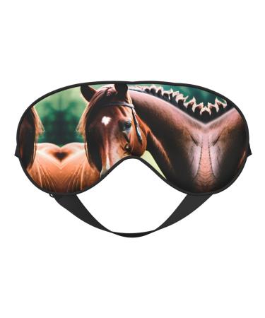SSIMOO Two Horses Soft Sleep Eye Mask Female Breathable Eye Patch Perfect for Travel and Relaxation Black
